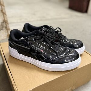Reebok Club Memt Bold 2 Patent Leather Black Shiny Platform Women's Sneakers 8